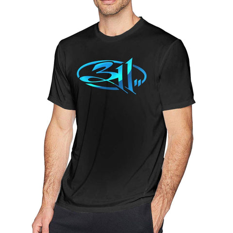 311 Band Breathable Men Tops Short sleeve T-Shirt Black